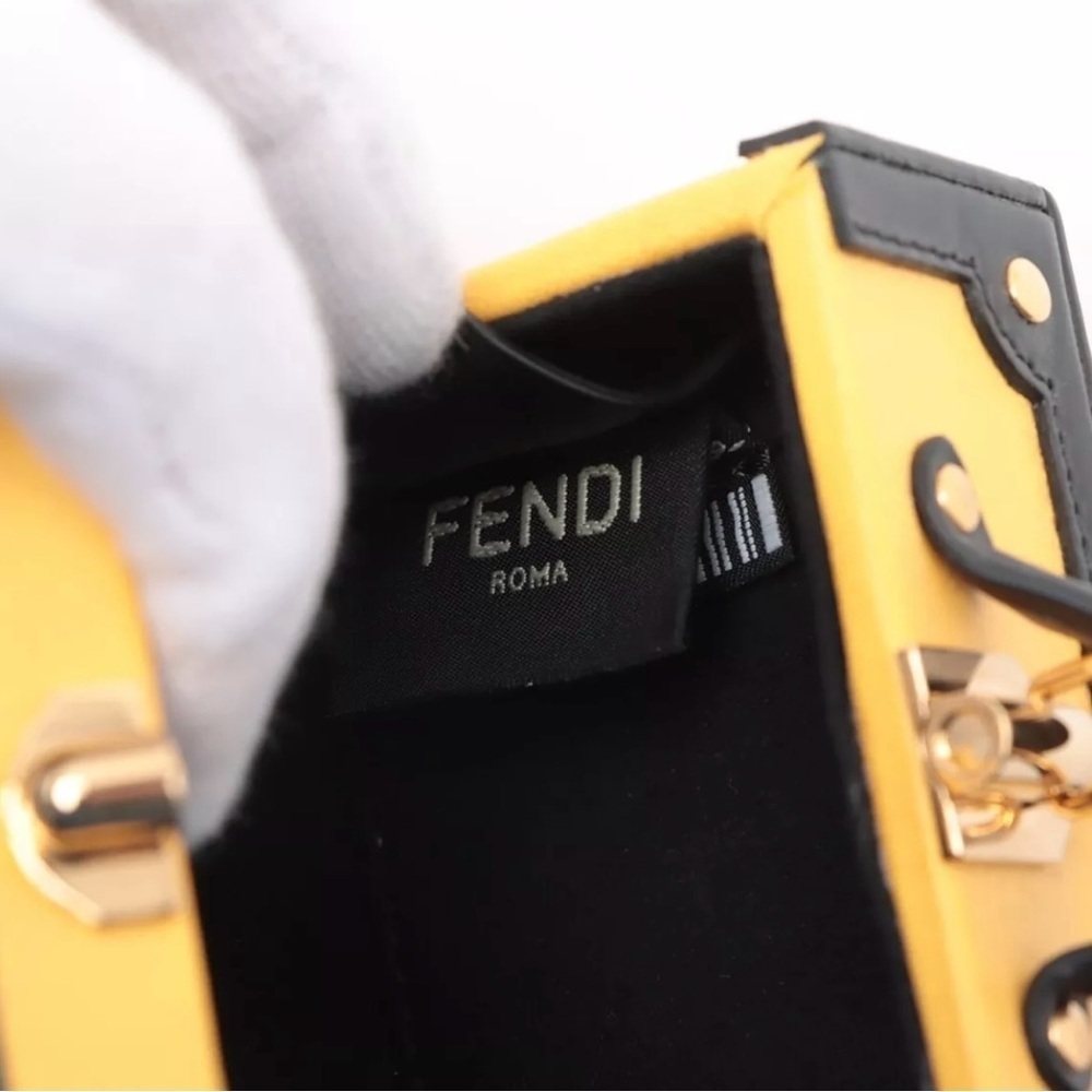 Fendi Trunk Charm GP & Leather Black x yellow - Picture 4 of 5